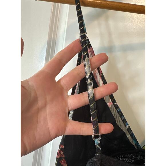 Rococo Sand Metallic Moonlight Print Ruffle Mini Dress Black Multicolor Sz Small - Picture 5 of 10